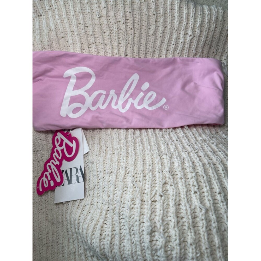 Barbie Pink and White tube top swimsuit top